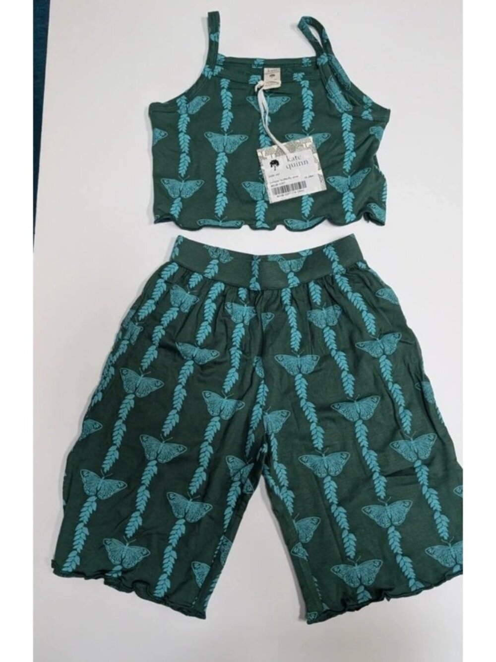 Kate Quinn Bamboo Green Juniper Butterfly Vine 18-25 Months Jade Set